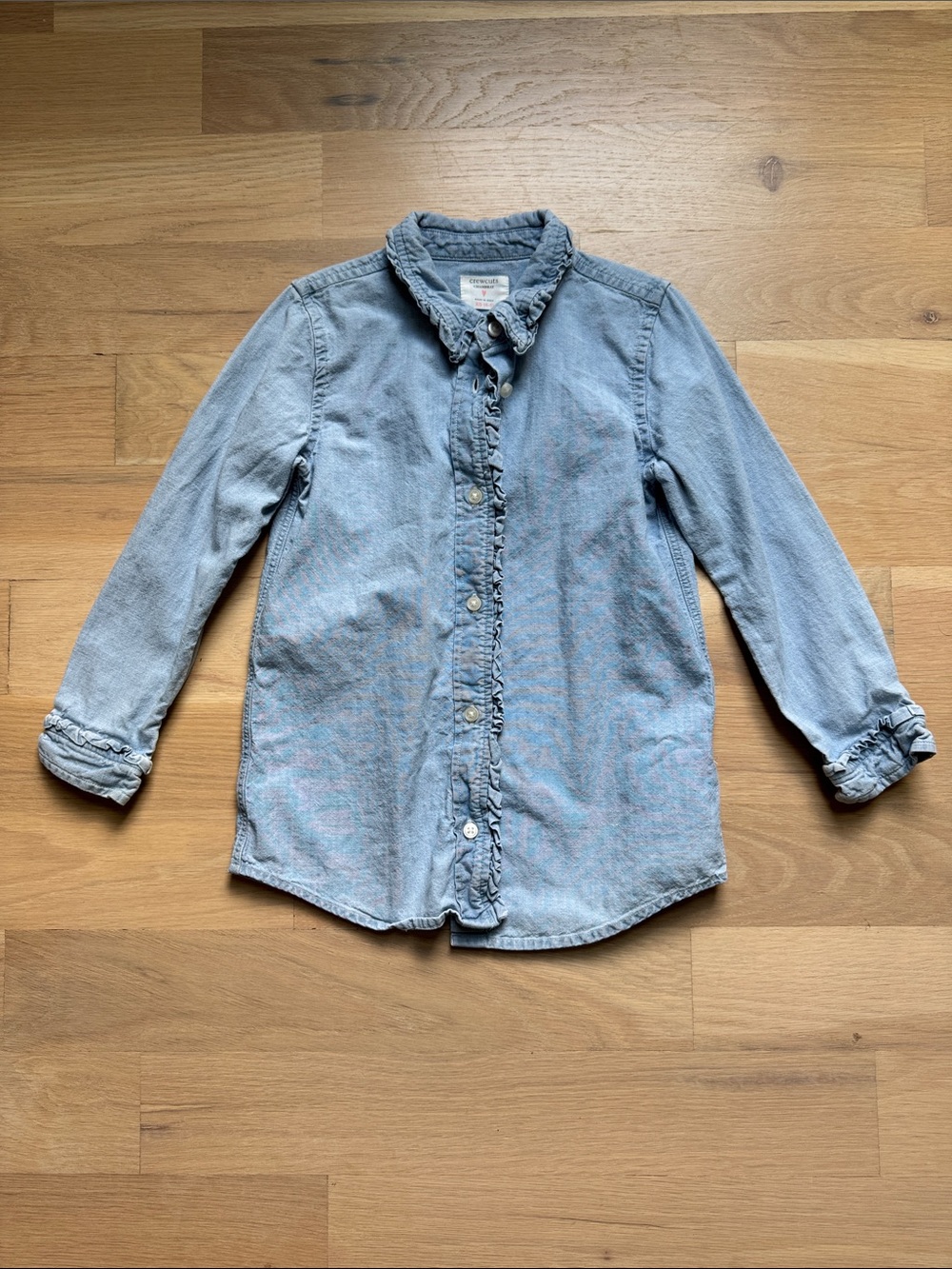 Girls’ J. Crew Chambray Ruffle Button Down Shirt | Size XS (4-5)